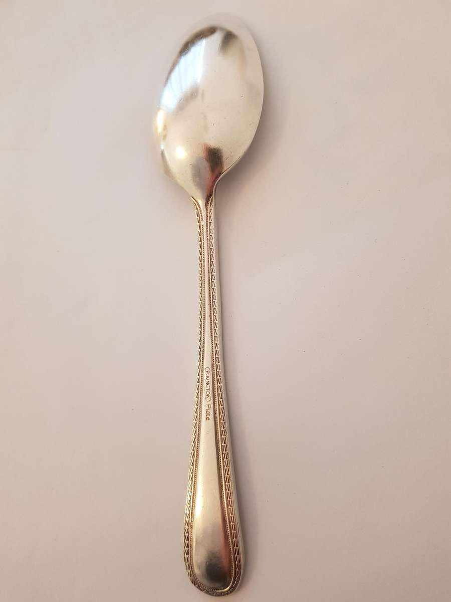 GENUINE BRITISH COMMONWEALTH SHIPPING ELKINGTON SILVER PLATED TABLESPOON FROM BURMINGHAM, ENGLAND.