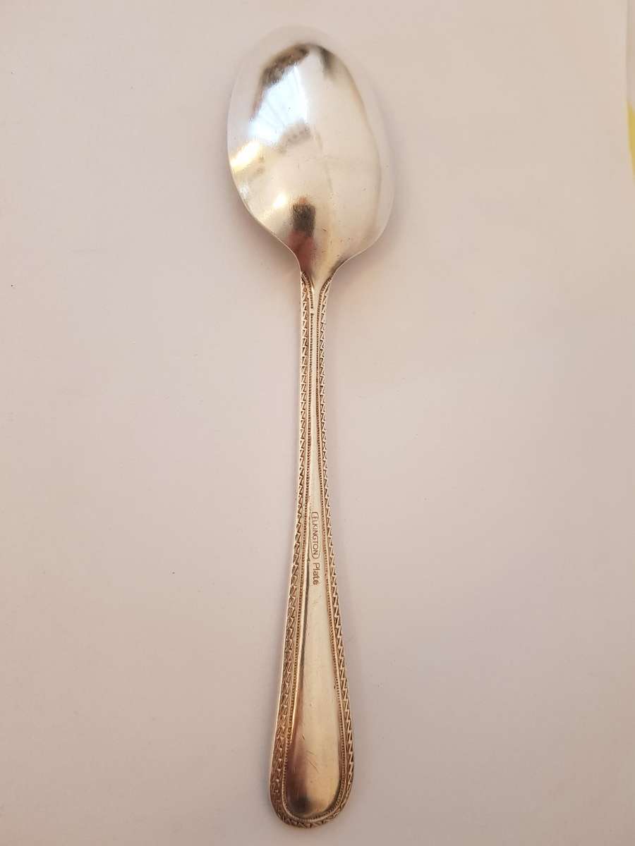 GENUINE BRITISH COMMONWEALTH SHIPPING ELKINGTON SILVER PLATED TABLESPOON FROM BURMINGHAM, ENGLAND.
