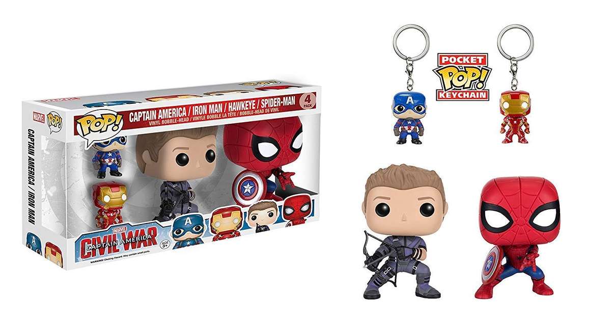 FUNKO POP! Marvel - Captain America Civil War - Captain America / Iron Man / Hawkeye / Spider Man 4p