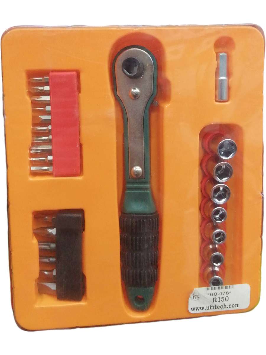Ratchet Screwdriver & Socket Tool Kit  Compact Multi-Bit Repair Set