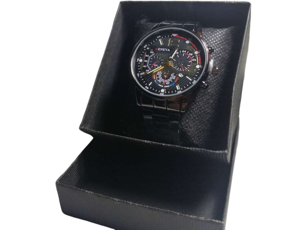 Men's Ultra-Sleek All-Black Quartz Watch with Date Display (Gift Box Included)