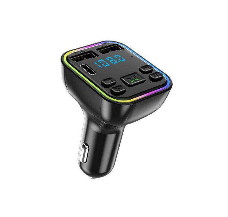 Multifunction Wireless Car FM Player with Dual USB, Type-C & 7-Color LED