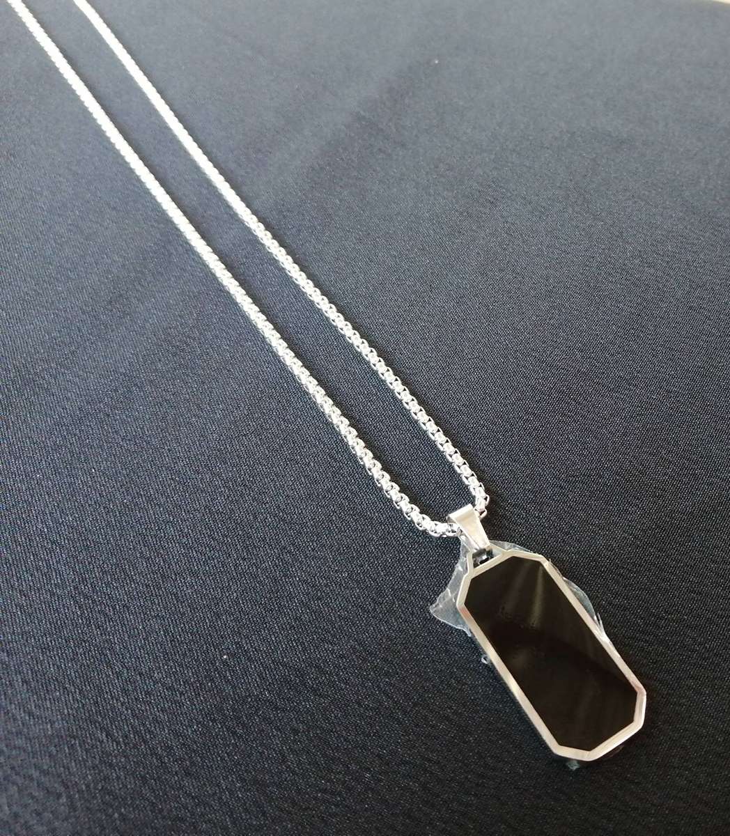 Stainless Steel Black Pendant Necklace | Sleek Metal Chain | Durable Stylish Jewelry Gift