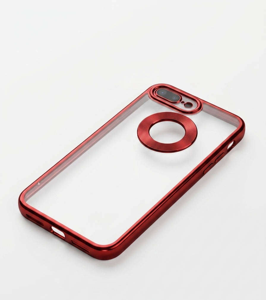 iPhone 7+ Clear Phone Case with Colored Outline