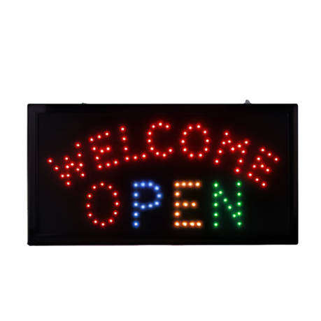 LED "Welcome Open" Sign Board  Multi-Color Flashing Light Display for Shops, Salons and Businesses