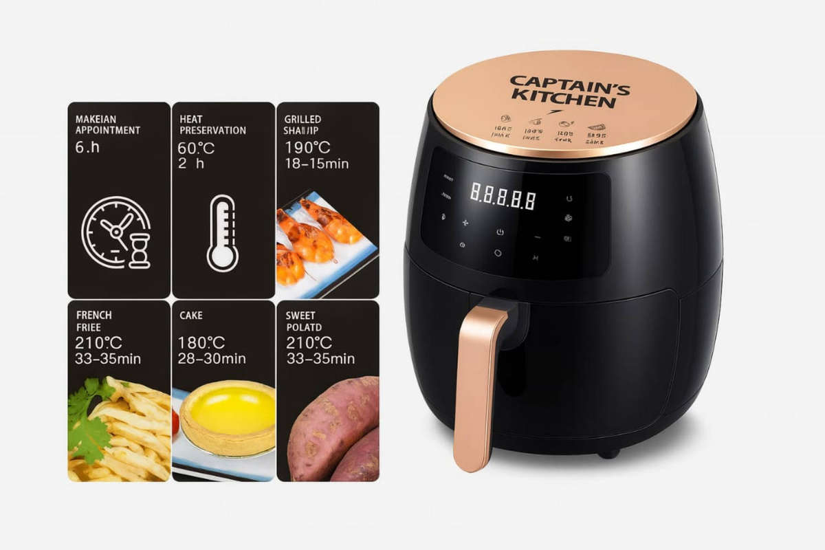 Captains Kitchen Extra Large Touch Screen 6L Air Fryer
