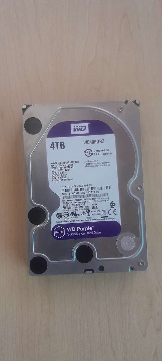 Western Digital 4TB WD Purple Surveillance Internal Hard Drive HDD - SATA 6 Gb/s, 64 MB Cache, 3.5"