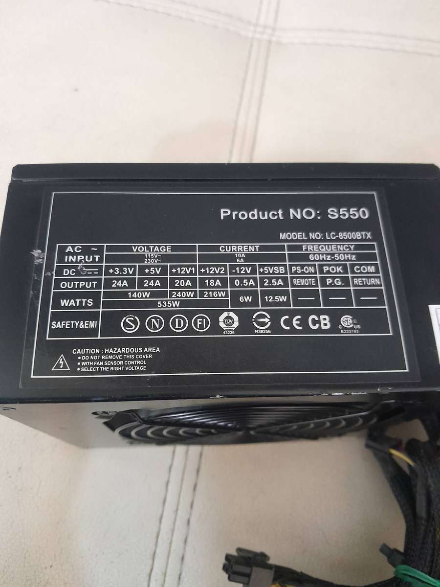 535W Supercase LC-8500BTX Power Supply unit black