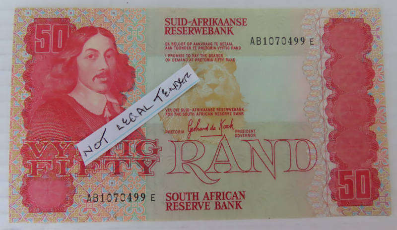 South Africa - G.P.C. De Kock R50 Note UNC