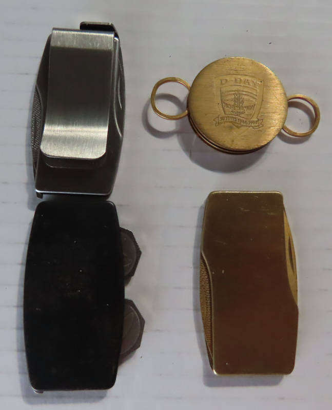 4 Zippo Items Note Holder, Golf Marker, Knife and Key Ring with D Day on it