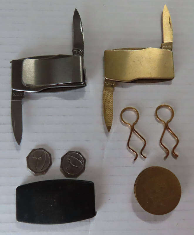 4 Zippo Items Note Holder, Golf Marker, Knife and Key Ring with D Day on it