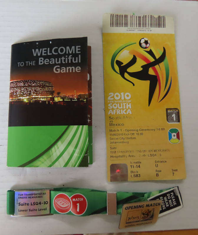 South Africa - 2010 Soccer World Cup - Unused 1st Match Suite Ticket Complete