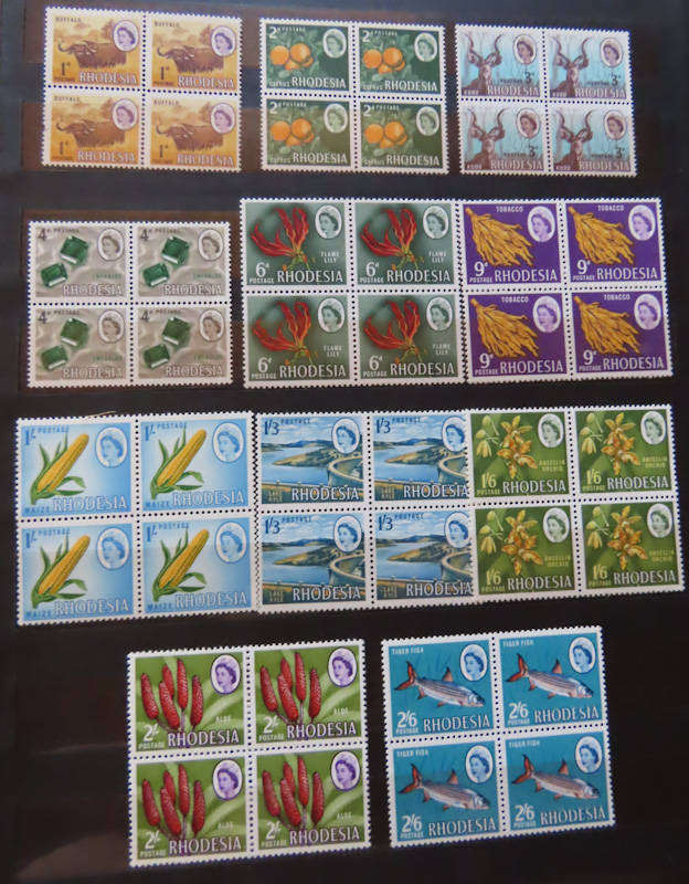 Rhodesia - Harrison Printing 1966 Set in Blocks of 4 MNH