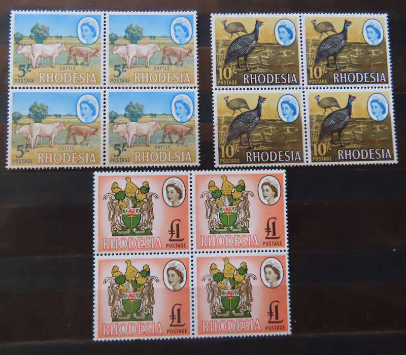 Rhodesia - Harrison Printing 1966 Set in Blocks of 4 MNH