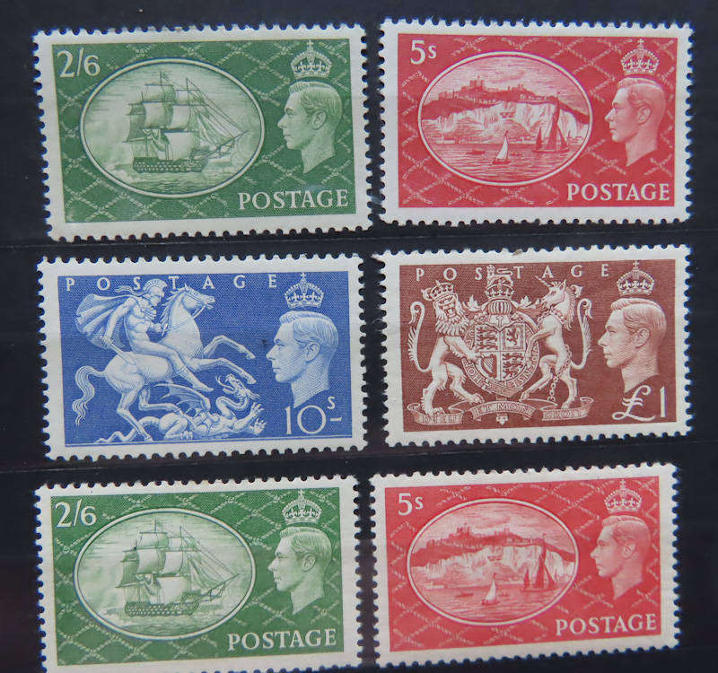 Great Britain - 1951 High Values MNH plus 2/6 and 5/- Unused