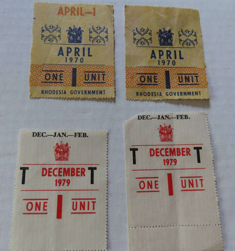 Rhodesia - Post U.D.I. up to 1971- 8 Petrol Rationing Coupons