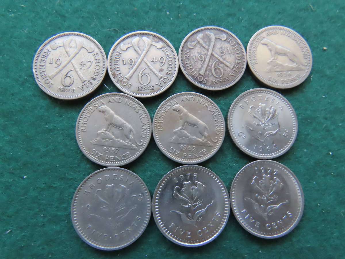 Rhodesia - Lot 0f 10 Different 6d - as shown