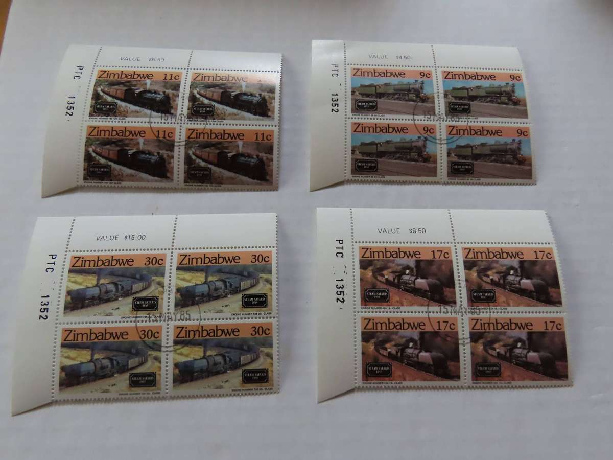 Zimbabwe - Rotary and Trains - Cylinder Blocks and Plate Blocks Mint and Used