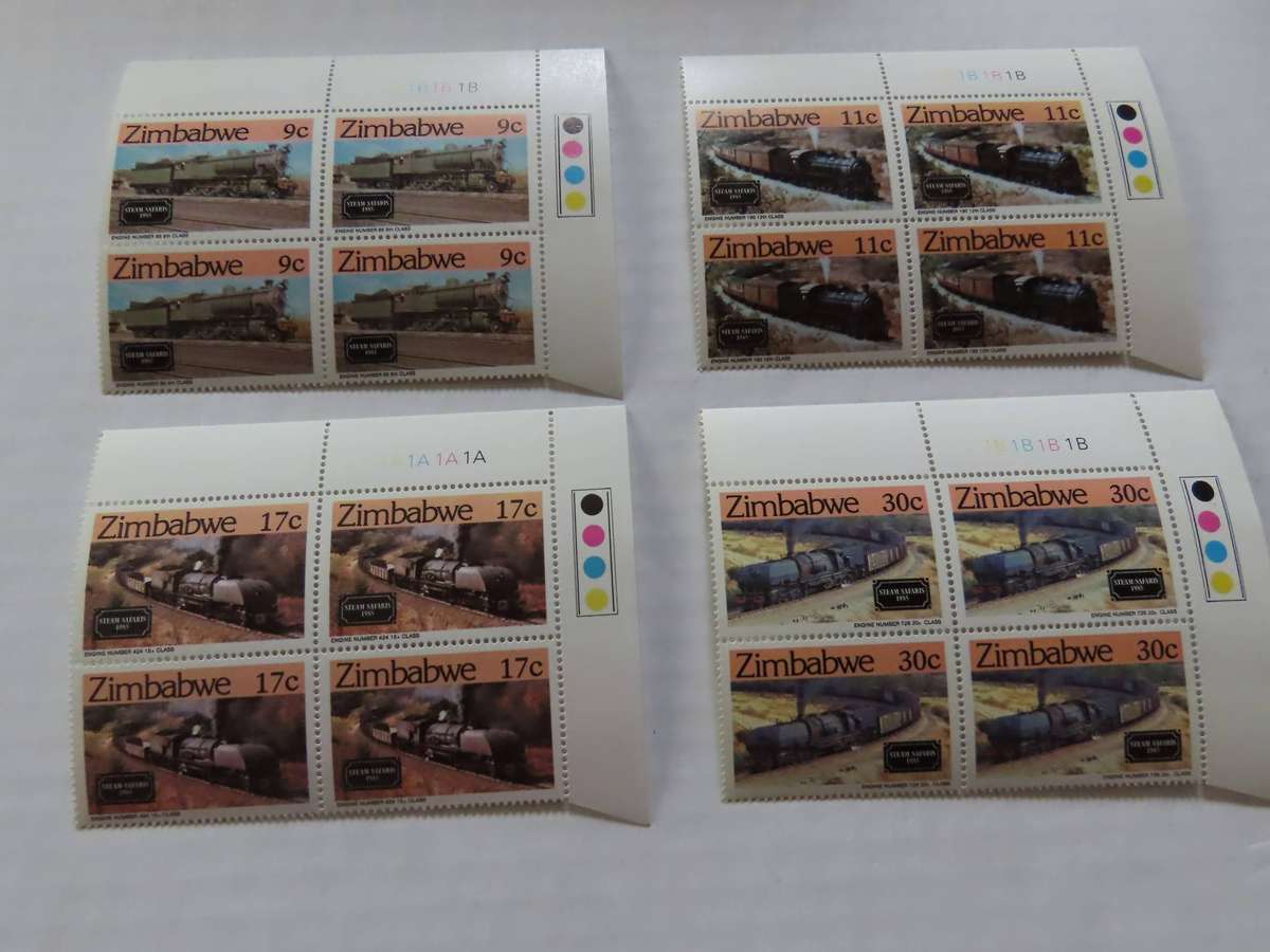 Zimbabwe - Rotary and Trains - Cylinder Blocks and Plate Blocks Mint and Used