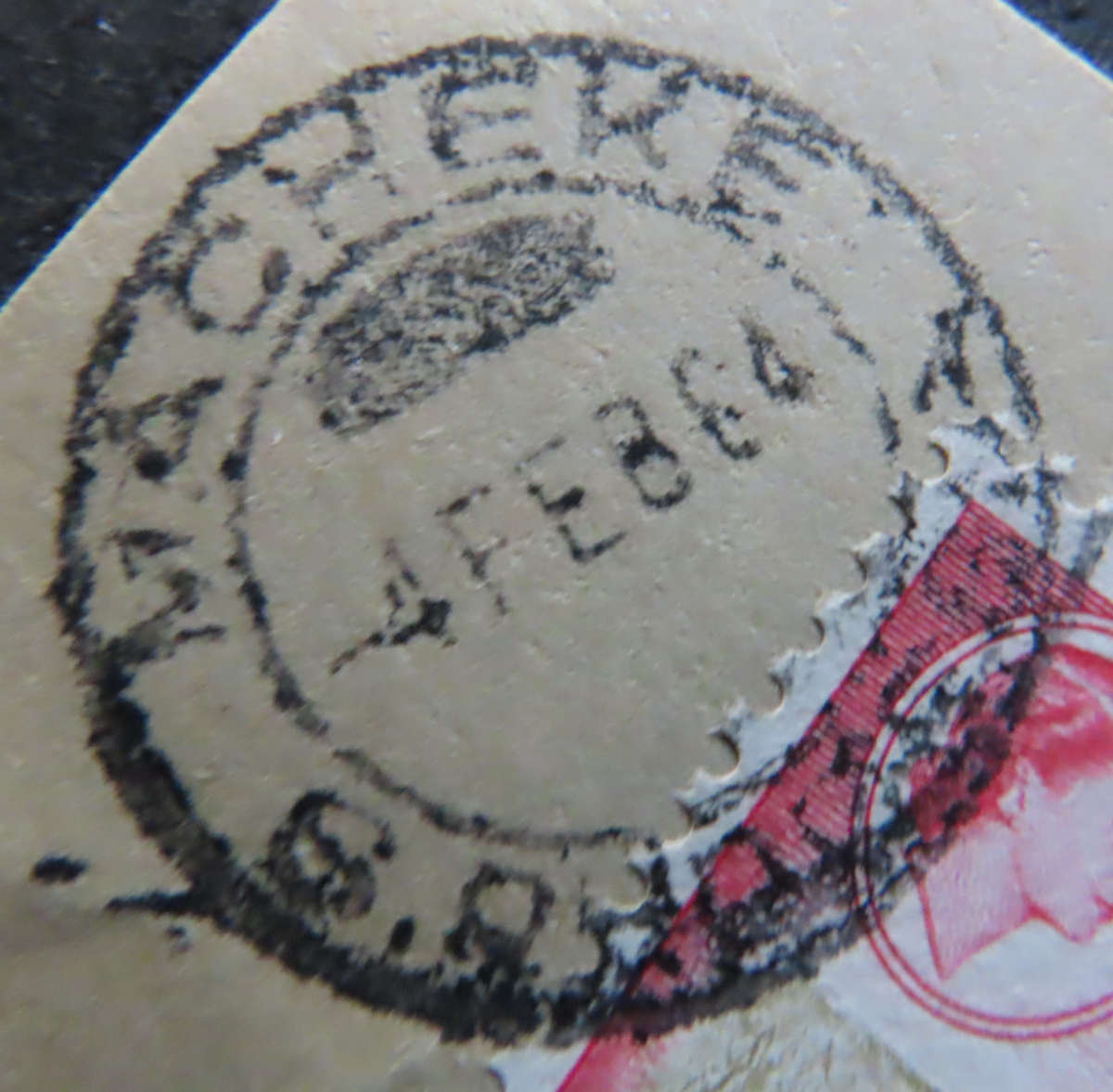 Rhodesia and Nyasaland- 10/- stamp with Macheke cancellation 4 Feb 1964