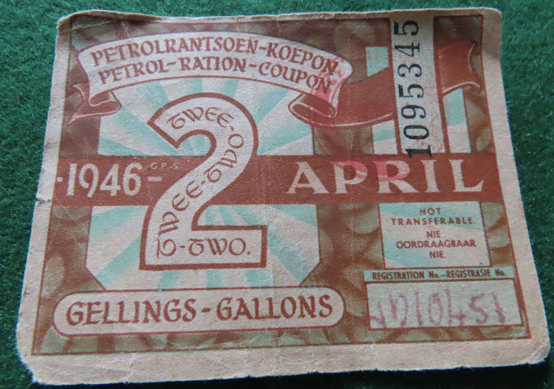 South Africa - Post WWII - 2 Petrol Rationing Units 2 Gallons each