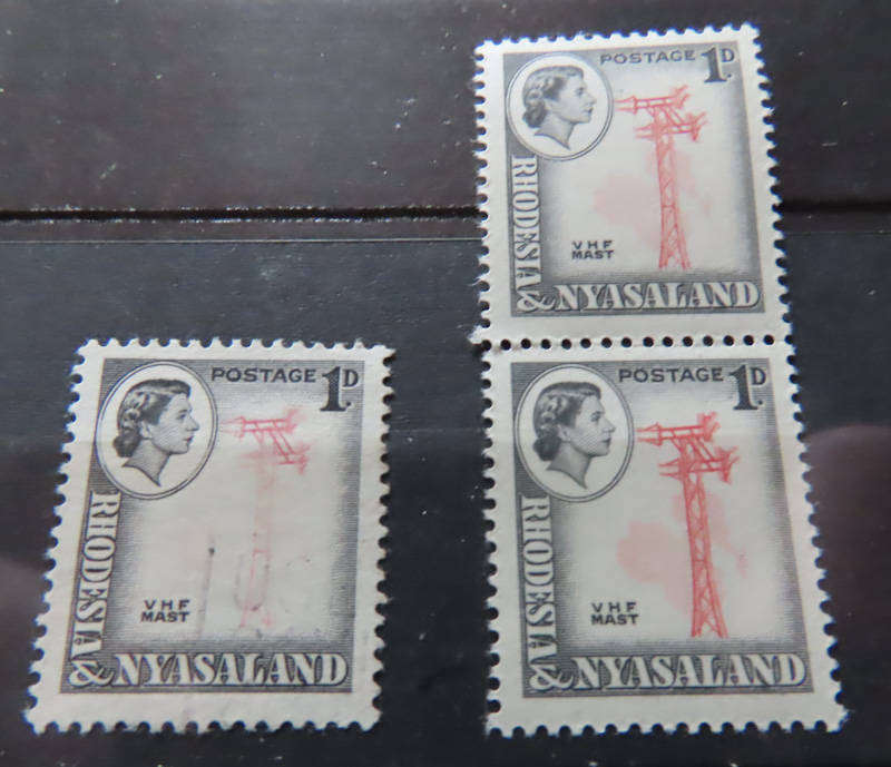 Rhodesia and Nyasaland - 1d Stamp with Part Mast Missing  - MNH