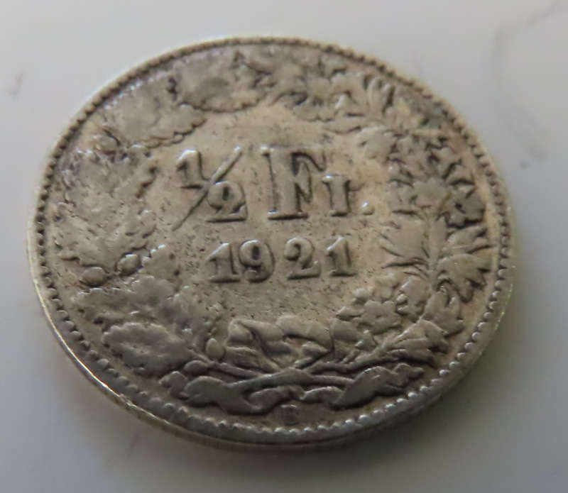 Switzerland - Silver 1921 1/2 Franc