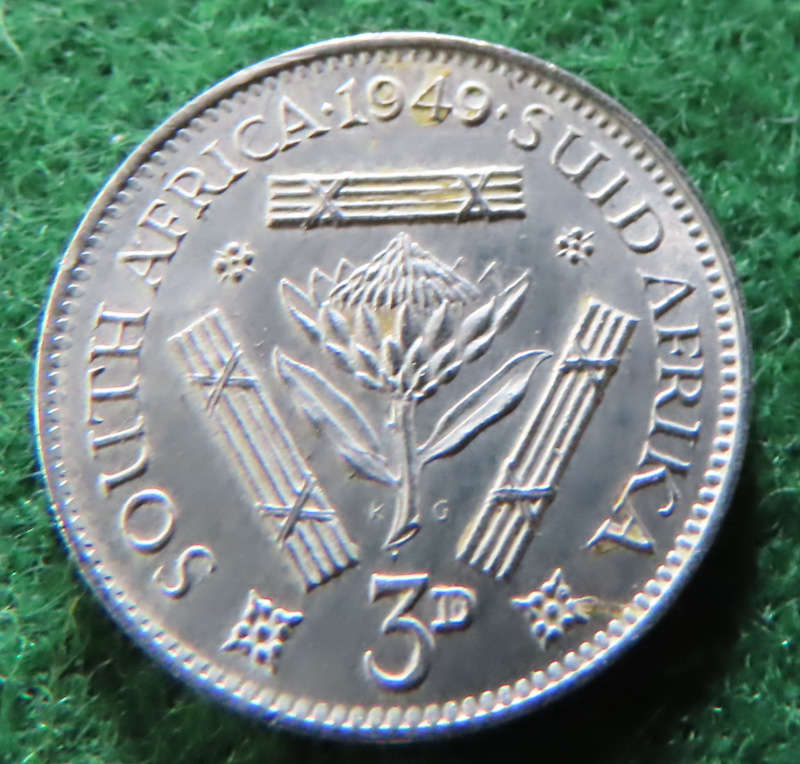 South Africa -.800 Silver Coin 3d - 1949