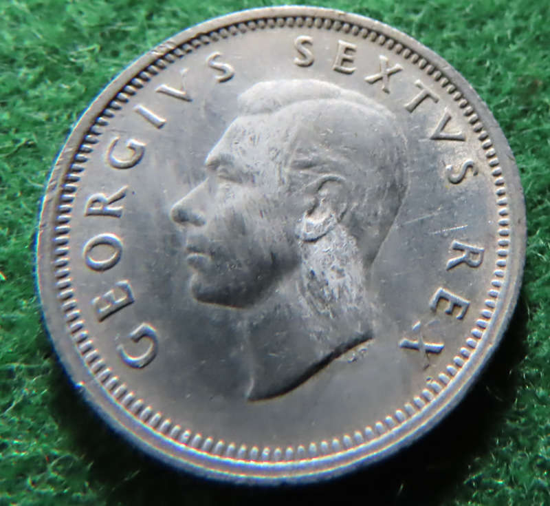 South Africa -.800 Silver Coin 6d - 1950