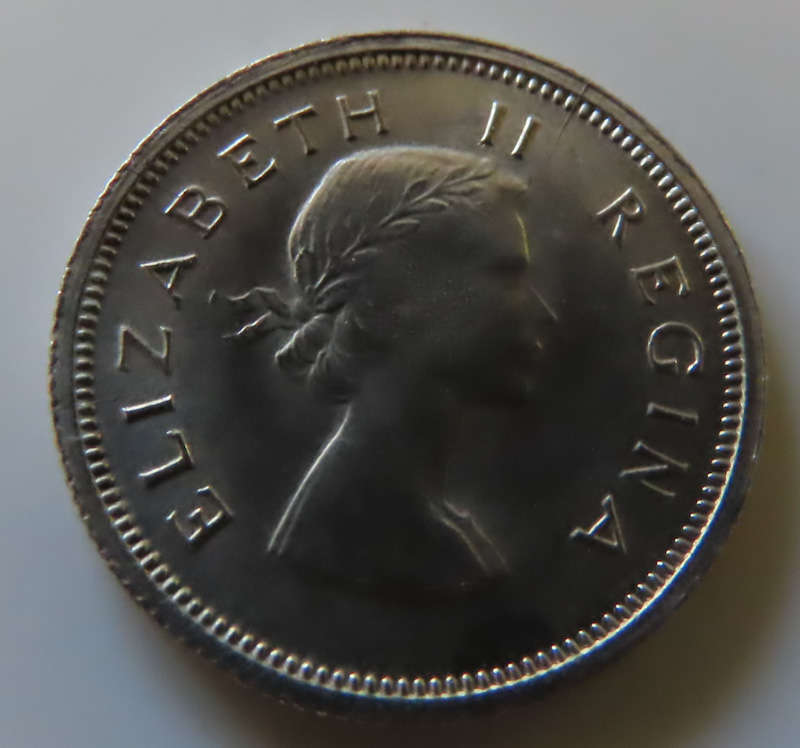 South Africa -.500 Silver Coin 6d - 1958