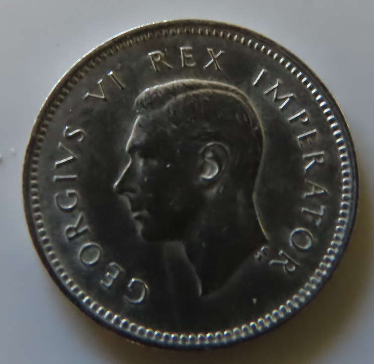 South Africa -.800 Silver Coin 3d - 1945