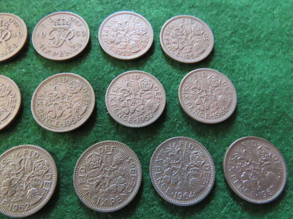 Great Britain - Job Lot of Thirteen 6d Coins - Dates as shown