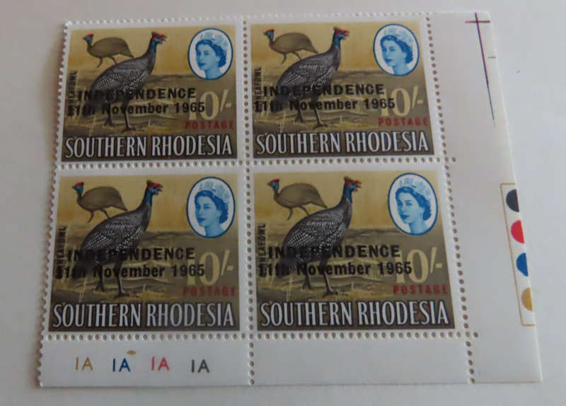 Stamps - Southern Rhodesia 10/- Control Block - Independence Overprint