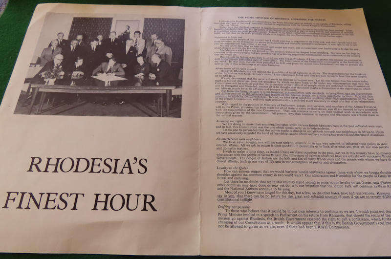 Rhodesia - U.D.I. Pamphlet Plus Vote Yes Leaflet