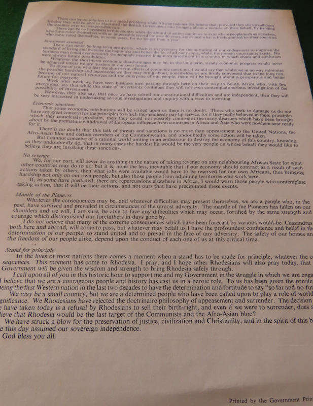 Rhodesia - U.D.I. Pamphlet Plus Vote Yes Leaflet