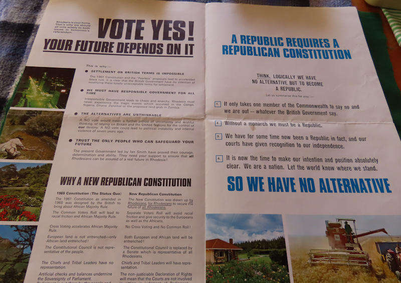 Rhodesia - U.D.I. Pamphlet Plus Vote Yes Leaflet