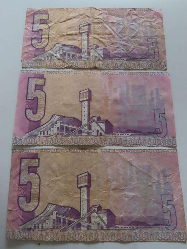 South Africa - 3 South Africa R5 Notes 2 of Stals and 1 De Kock