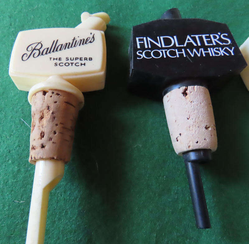 4 Plastic Whisky Dispensers - Ballantines, Findlaters, Cutty Sark and Power's