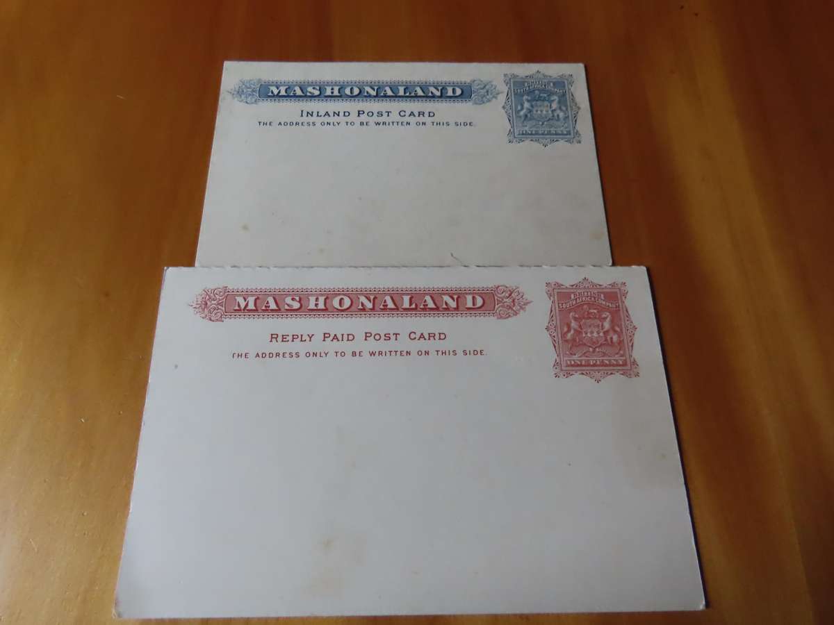 Stamps - Mashonaland - British South Africa Company - 2 Postcards 1 Reply Paid 1d each