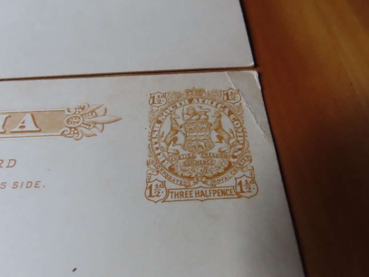 Stamps - Rhodesia- British South Africa Company - 3 Postcards 1 Reply Paid 1d 1 1/2d and 1/2d