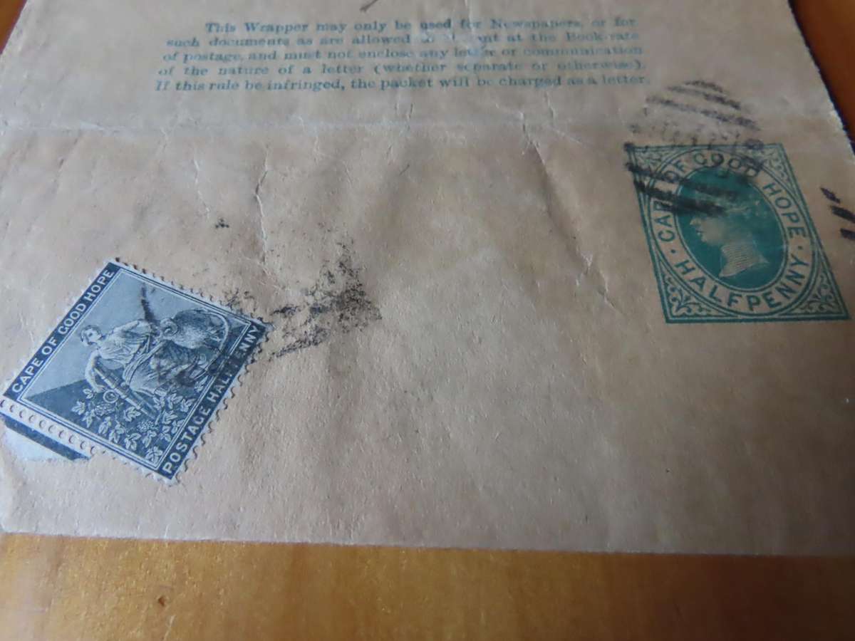 Stamps - Cape of Good Hope - 2 Used Wrappers with 1/2d Stamps