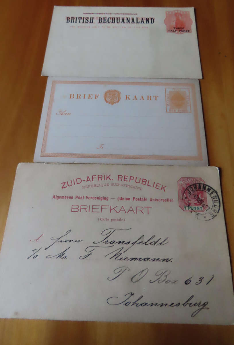 Stamps - Zuid Afrik. Republiek, Oranje Vry Staat and British Bechuanaland Cards