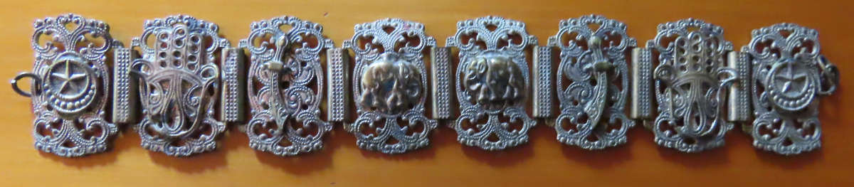 Indian Style Bracelet - With Motifs - Unknown Metal