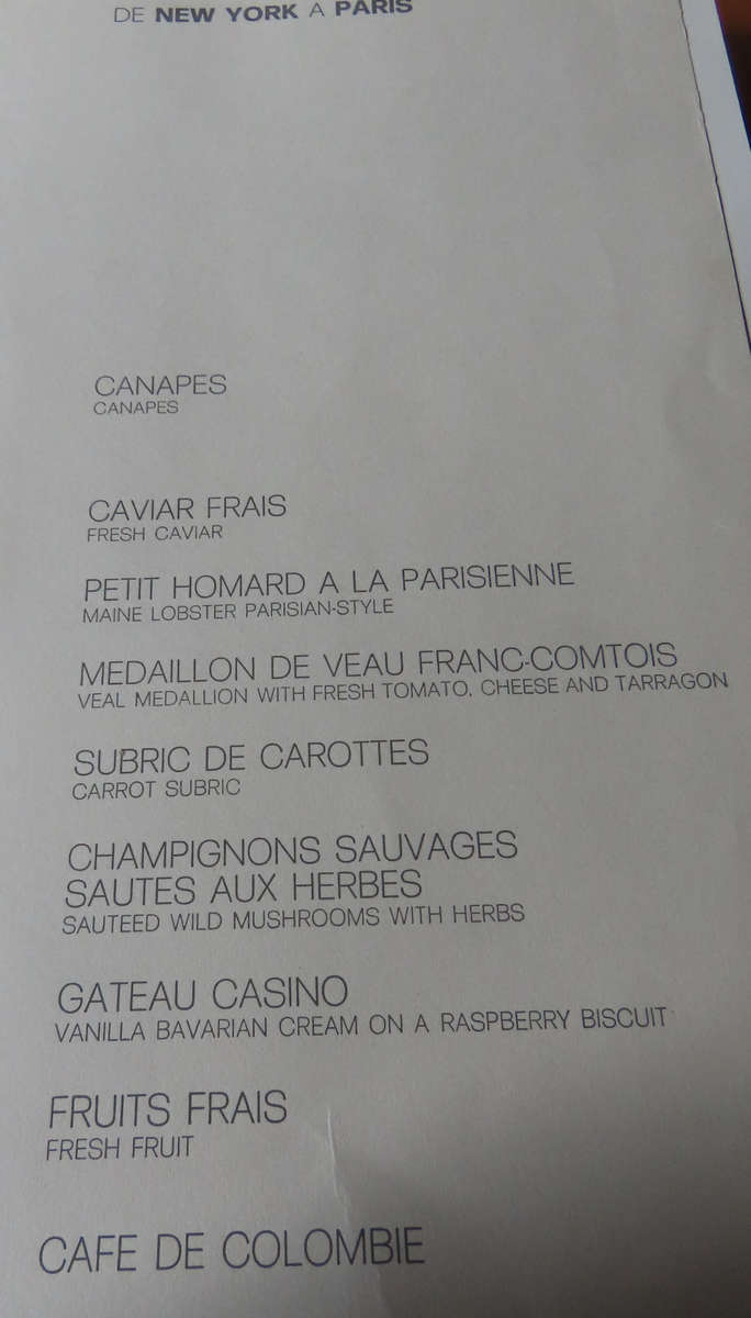 Grace Jones - Autographed Air France Concorde Menu 19 December 1989