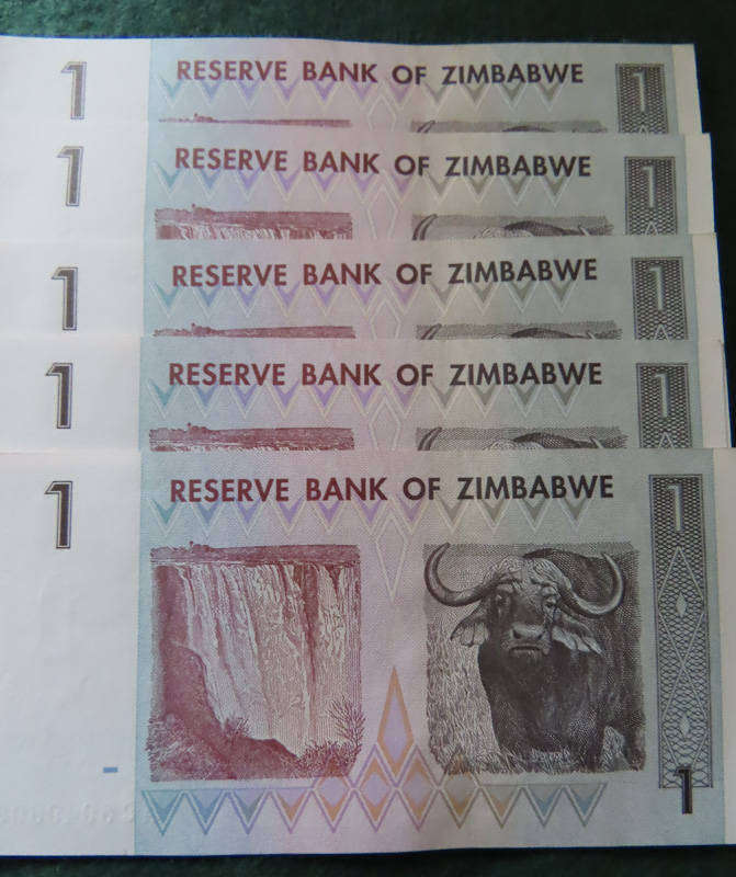 Zimbabwe - Reserve Bank of Zimbabwe - 5 x 2007 $1 Notes in Sequence UNC