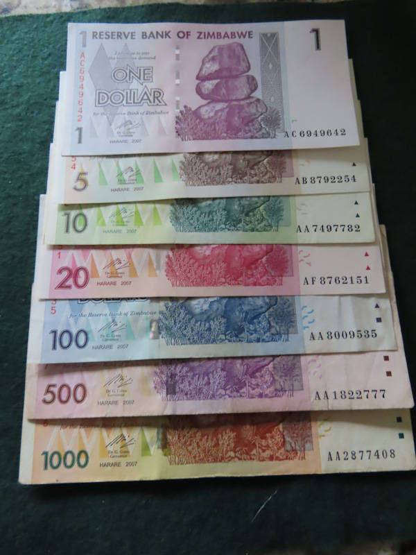 Zimbabwe - Reserve Bank of Zimbabwe -$1 to $1000000 2007 EF and UNC