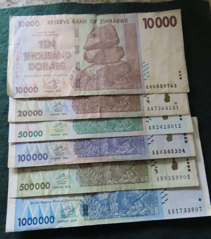 Zimbabwe - Reserve Bank of Zimbabwe -$1 to $1000000 2007 EF and UNC