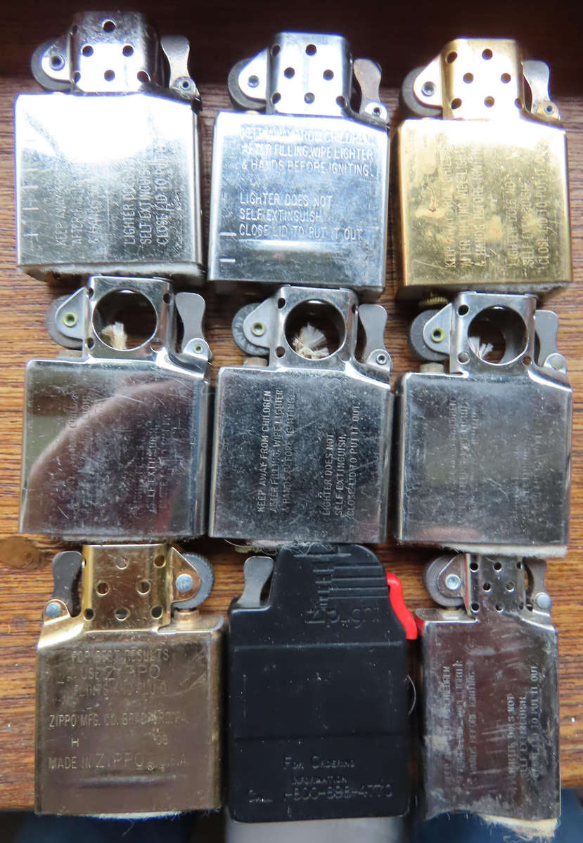Zippo - 5 Lighter Inners, 3 Pipe Inners and I Torch Inner