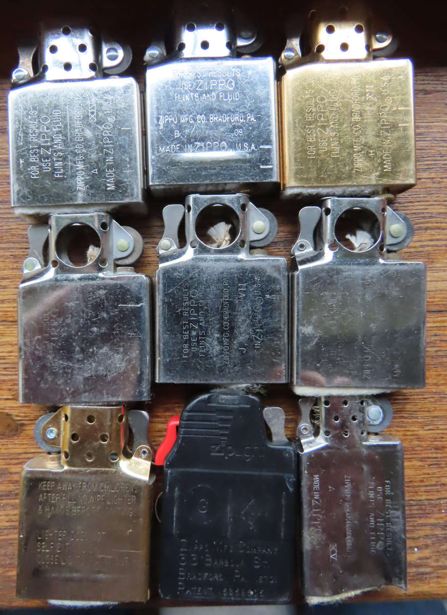 Zippo - 5 Lighter Inners, 3 Pipe Inners and I Torch Inner