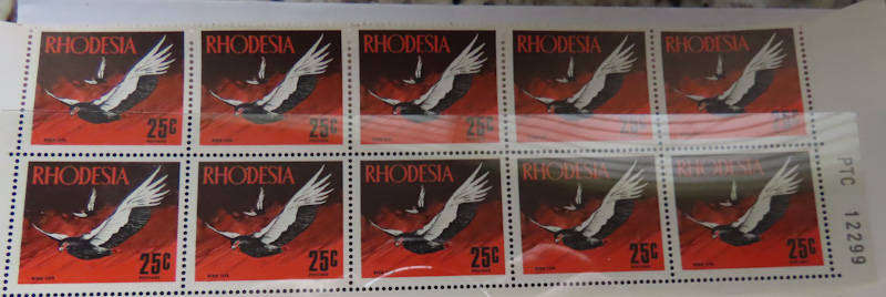 Rhodesia - 1970 Decimal Definitive Set 25c, 50c and $1 Imprint Blocks MNH Value over R2500